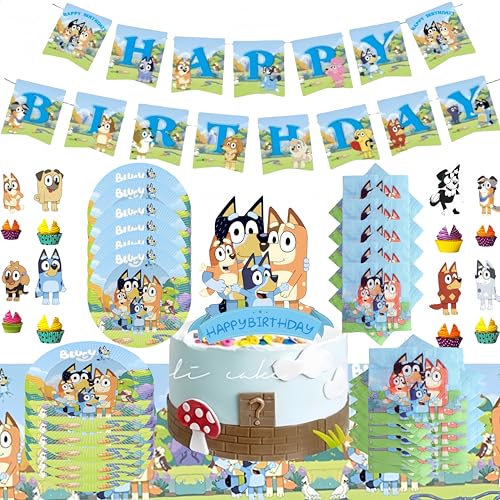 DOG PARTY THEM Partygeschirr,Party Supplies Set Geschirr Set Geburtstag Geschirr Kit Party Deko Partygeschirr Kindergeburtstag Tischdeko Kinder l Gebutstag Party Set-S4 von MINGFU