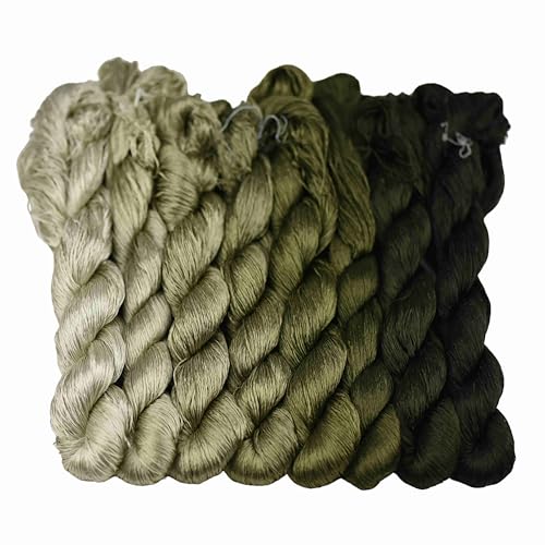 MINGGUXIUYI Natürliches 100 % Seidengarn, handgefertigtes Stickgarn, Seidenstickgarn, 880 m, 8 Farben (61) von MINGGUXIUYI