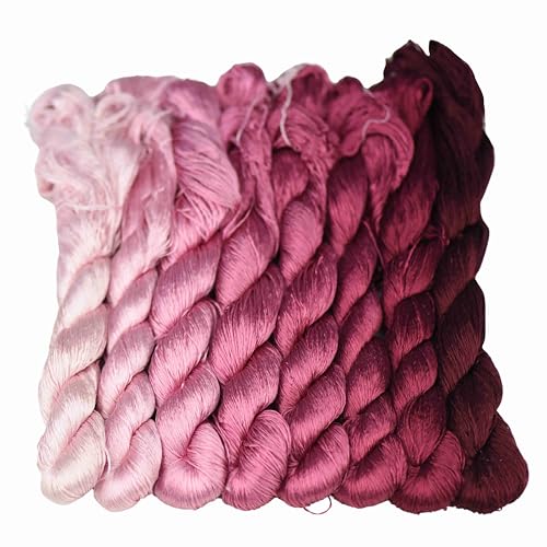 MINGGUXIUYI Natürliches 100 % Seidengarn, handgefertigtes Stickgarn, Seidenseide, 8 Farben, je 110 m (80) von MINGGUXIUYI