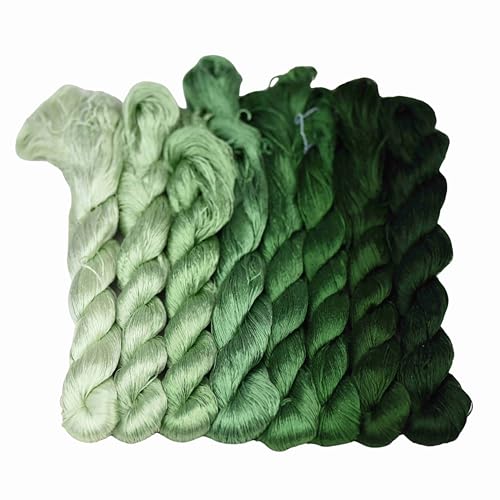 MINGGUXIUYI Natürliches Garn aus 100 % Seide, 880 m, 8 Farben (98), handgefertigtes Stickgarn von MINGGUXIUYI