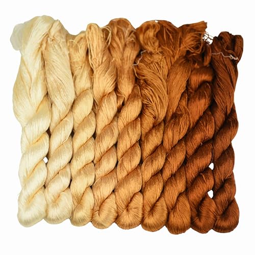 MINGGUXIUYI Handgefertigtes Stickgarn aus 100 % natürlicher Maulbeerseide, Kreuzstichgarn, Freundschaftsarmbänder, Bastelgarn, 120 Meter je in 9 Farben (58) von MINGGUXIUYI