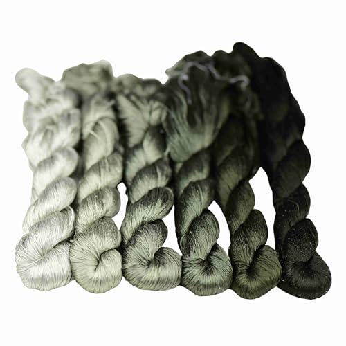 MINGGUXIUYI Handgefertigtes Stickgarn, 100 % Naturseide, 660 m, 6 Farben (02) von MINGGUXIUYI