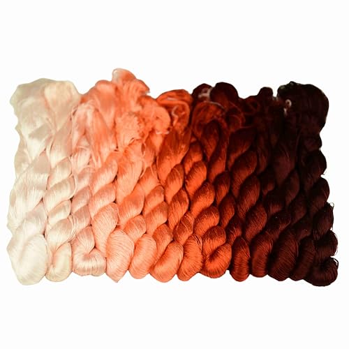 MINGGUXIUYI Natürliches Garn aus 100 % Seide, 1430 m, 13 Farben (je 30 m), handgefertigtes Stickgarn von MINGGUXIUYI