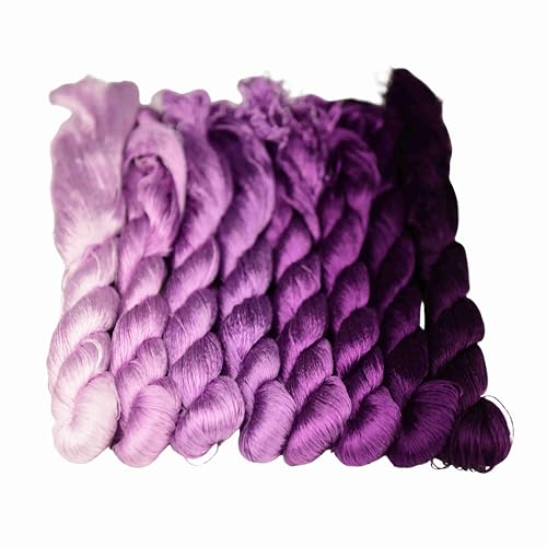 MINGGUXIUYI Natürliches 100 % Seidengarn, handgefertigtes Stickgarn, Seidenseide, 8 Farben, je 110 m (28) von MINGGUXIUYI