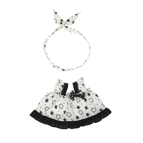 Baumwoll-Puppen-Kleidungs-Set für 20 cm Plüschpuppen, Zubehör-Anzug, 1 Haarband + 1 Rock, keine Puppe von MINGSOLDIER