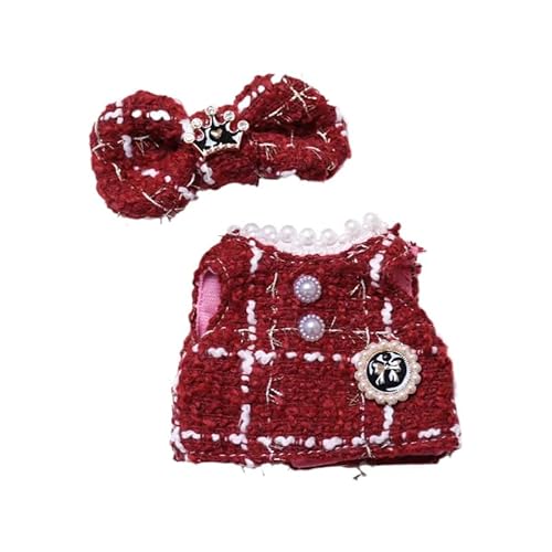 Labubu-Puppen-Kleidungs-Set für 17 cm große Labubu-Zubehör, Anzug für keine Puppe, nur Kleidung, 1 Haarnadel + 1 Kleid (rot, 2-teiliges Set) von MINGSOLDIER