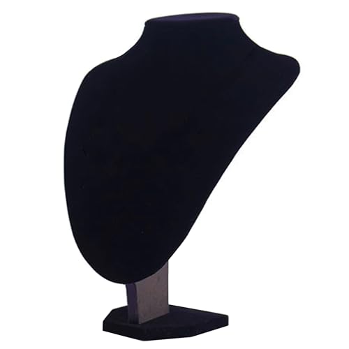 MINGZE Schmuckständer Schmuckhalter Ohrringhalter Armbandständer Kettenständer, Schwarz Samt Halskette Anhänger Kette Büste Anzeige Halter Stand, misst 22cm Höhe, 15cm Breite, 12cm Tiefe. von MINGZE