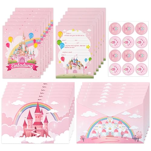 12x Einladungskarten Kindergeburtstag Mädchen, Deutsche Einladungskarten, Rosa Schloss Einladung zum Kinder Geburtstag für Jungen und Mädchen, Partyeinladungen Einladungen Kinder 12x Einladungskarten Kindergeburtstag Mädchen, Deutsche Einladungskarten, Rosa Schloss Einladung zum Kinder Geburtstag für Jungen und Mädchen, Partyeinladungen Einladungen Kinder von MINISOISO