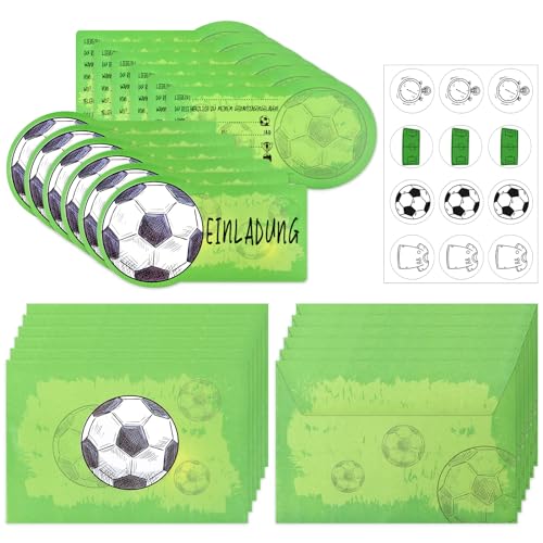 12x Fussball Einladungskarten Kindergeburtstag, Deutsche Einladungskarten, Coole Fußball Einladung zum Kinder Geburtstag für Jungen und Mädchen, Partyeinladungen Einladungen Kinder 12x Fussball Einladungskarten Kindergeburtstag, Deutsche Einladungskarten, Coole Fußball Einladung zum Kinder Geburtstag für Jungen und Mädchen, Partyeinladungen Einladungen Kinder von MINISOISO