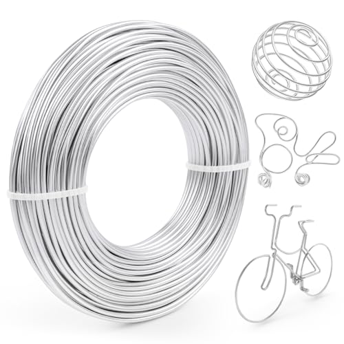 MINISOISO Basteldraht 2mmx30m,Draht zum Basteln,Aluminium Schmuckdraht Bindedraht,Silberdraht zum Basteln Dünn,Basteldraht Dünn, für Schmuckherstellung Bastelarbeiten DIY-Skulpturen Kranzherstellung von MINISOISO