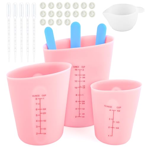 MINISOISO Silikon Messbecher Set für Epoxidharz, 125ML/250ML/500ML Messbechers aus Silikons, Rührstäbe, Meßbecher, Pipetten, Fingerlinge, Wiederverwendbares Silikon Becherz für DIY Basteln Gießformen MINISOISO Silikon Messbecher Set für Epoxidharz, 125ML/250ML/500ML Messbechers aus Silikons, Rührstäbe, Meßbecher, Pipetten, Fingerlinge, Wiederverwendbares Silikon Becherz für DIY Basteln Gießformen von MINISOISO