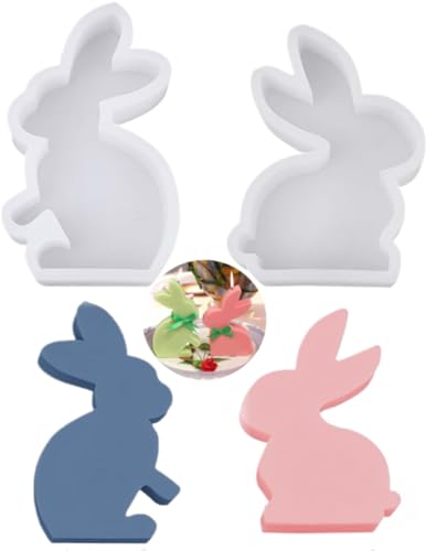 MINISONA 2 Stück Ostern 3D Kaninchen Silikonformen Gießformen,Kerze Kerzenformen Hasenform, Osterhase Silikonform für DIY Seife, Kerzen,Handwerk，Ostergeschenke (B) von MINISONA