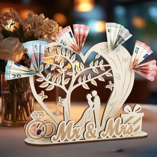 MINISONA Geldgeschenk Hochzeitsgeschenk – Herzfoermige Geschenkbox Fuer Brautpaar, Personalisiertes Hochzeitsgeschenk, Kreatives Geschenk zur Hochzeit oder Hochzeitstag(Hochzeits) von MINISONA