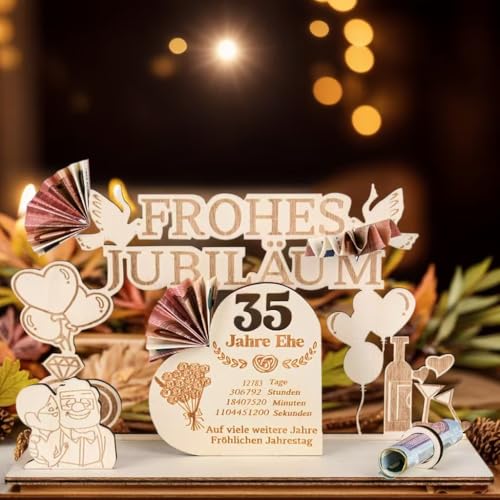 MINISONA Leinenhochzeit Geschenke,35.Hochzeitstag Geschenke,Leinenhochzeit Deko,Geschenk zum 35.Hochzeitstag,35 Jahre Hochzeit Geschenk für Frau Mann Paare (35) von MINISONA