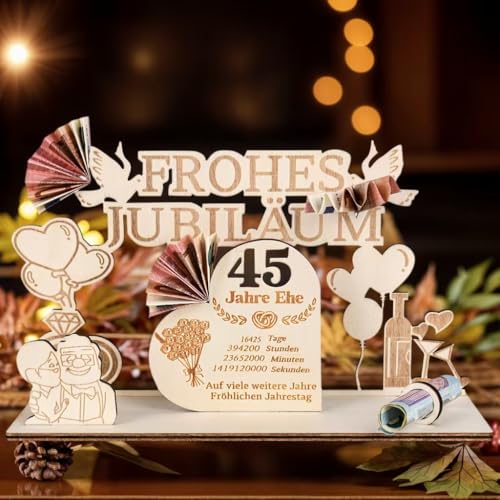 MINISONA Original 45. Hochzeit Geldgeschenke,45.Hochzeitstag Geschenke, Geschenke zum 45 Geburtstag Mann Frau,45 Jahre Hochzeit Geschenk für Paare (45) von MINISONA
