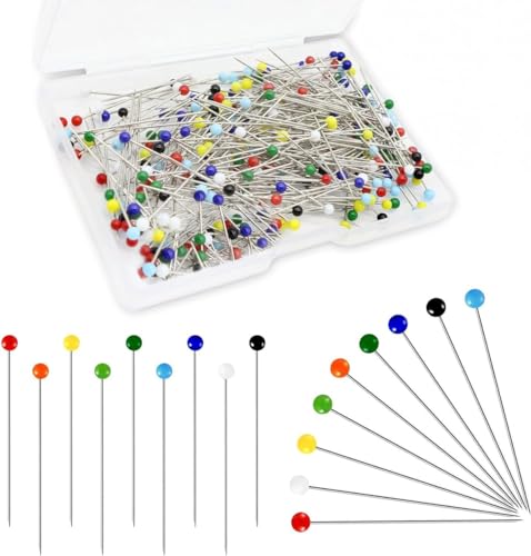 MINISONA Stecknadeln mit Kopf,Mehrfarbig Glaskopfstecknadeln für Basteln Nähen,Bunte Stecknadeln Feine Nadeln für Nähen, Quilten und Handwerk (100) von MINISONA