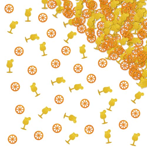 120 Stück Aperol Spritz Konfetti, Zitrone, Zitrusfrüchte, Cocktail-Tisch-Konfetti, Orange und Gold, Glitzer, Margarita-Zitrusscheiben, Tischstreuung, Spritz-Geburtstag/Junggesellinnenabschied von MINIYEYE