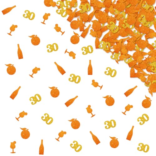 120 Stück Aperol Spritz Konfetti zum 30. Geburtstag, A Spritz ältere Tischkonfetti, orangefarbener Glitzer, Zitruscocktail, 30 Tischstreuung, Cocktail-Margarita, Party-Dekoration von MINIYEYE