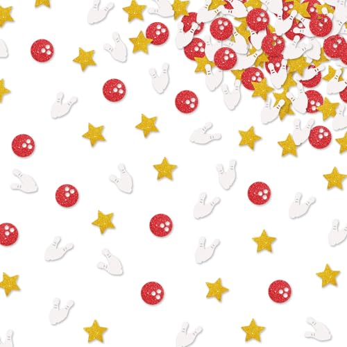120 Stück Bowling-Konfetti, Bowling-Party-Papier-Konfetti, Bowling-Kugel-Papierstreuung, rot-weißer Glitzer, Tischdekoration, Sportthema, Babyparty/Jubiläums-Partyzubehör von MINIYEYE