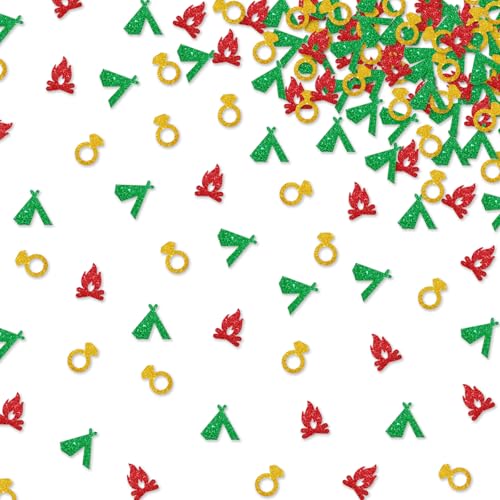 120 Stück Camp Bachelorette Konfetti, Camping Tisch Konfetti, Grün & Rot Glitzer Zelt Flamme Berg Wandern Hochzeit Tisch Streuung Camping Thema Brautdusche Party Supplies von MINIYEYE