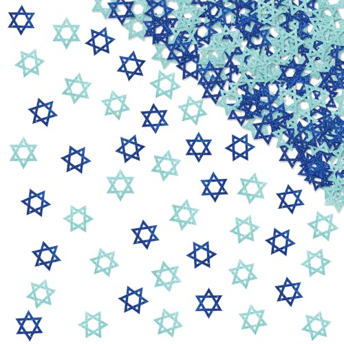 120 Stück Davidstern-Konfetti, Happy Chanukah Tischkonfetti, blauer Glitzerstern, Tischstreuung für jüdische Chanukah-Party-Dekoration von MINIYEYE
