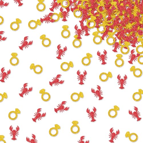 120 Stück Hummer-Junggesellinnenabschied-Konfetti, "She Found Her Lobster" Tisch-Konfetti, rot und goldfarben, glitzernde Krebse, Tischstreuung, Hummer, Verlobung, Hochzeit, Brautparty von MINIYEYE