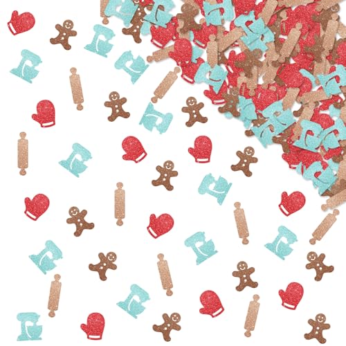 120 Stück Lebkuchen-Konfetti, Weihnachts-Party-Tisch-Konfetti, rot und braun, Glitzer, zum Kochen, süße Plätzchen, Tischstreuung für Babyparty/Geburtstag, Winterurlaubsparty-Dekoration von MINIYEYE