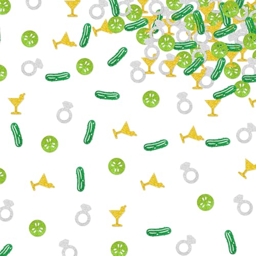 120 Stück Pickle Bachelorette Konfetti, Last Pickle She'll Ever Tickle Tisch-Konfetti, grüner Glitzer, lustige Dill-Gurken-Tischstreuung für lustige Pickle-Themen, Verlobung, Hochzeit, Party von MINIYEYE