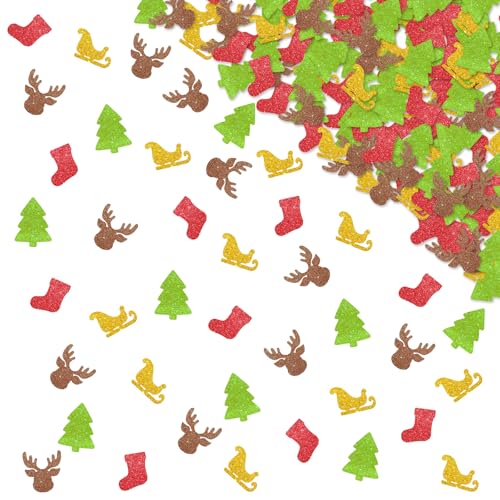 120 Stück Weihnachts-Konfetti, Rentier-Tischkonfetti, rot und grün, Glitzer, Weihnachten, Winter, Onderland, Tischstreuung für Babyparty/Geburtstag, Winterferien, Party-Dekoration von MINIYEYE
