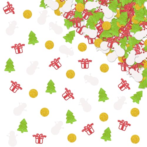 120 Stück Weihnachts-Konfetti, Schneemann-Tischkonfetti, rot und grün, glitzernd, für Babyparty, Winterurlaub, Party-Dekoration von MINIYEYE