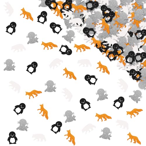 120 Stück Winter Tier Konfetti Eisbär Pinguin Tischkonfetti Blau Glitzer Antarktis Arktis Siegel Tischstreuung für Babyparty, Winterwunderland Party Dekoration von MINIYEYE