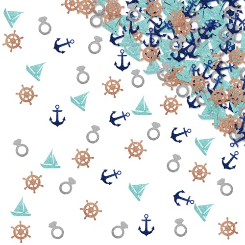 120 Stück nautisches Junggesellinnenabschied-Konfetti, Lets Get Nauti Party-Dekoration, blaues Glitzer-Ankerkreuzfahrt-Papier-Konfetti, nautisches Thema, Hochzeit/Brautparty, Partyzubehör 120 Stück nautisches Junggesellinnenabschied-Konfetti, Lets Get Nauti Party-Dekoration, blaues Glitzer-Ankerkreuzfahrt-Papier-Konfetti, nautisches Thema, Hochzeit/Brautparty, Partyzubehör von MINIYEYE