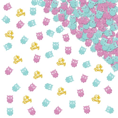 130 Stück Halloween Eule Geschlecht Offenbarung Konfetti Eule Papier Konfetti Rosa und Blau Glitzer Oh Baby Tisch Streuung Halloween Motto Babyparty Party Dekoration von MINIYEYE