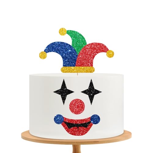 Clown Geburtstag Kuchen Topper Zirkus Clown Kuchen Dekor Rot Glitzer Zirkus Clown Kuchen Topper für Baby Shower Karneval Motto Geburtstag Party Dekoration von MINIYEYE
