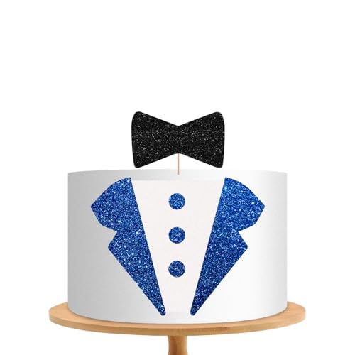 Tortenaufsatz mit Aufschrift "Little Man", blauer und schwarzer Glitzer, Smoking, Fliege, Dessert, Kuchenaufsatz für Babyparty, für Jungen und Herren, Geburtstagsparty-Zubehör Tortenaufsatz mit Aufschrift "Little Man", blauer und schwarzer Glitzer, Smoking, Fliege, Dessert, Kuchenaufsatz für Babyparty, für Jungen und Herren, Geburtstagsparty-Zubehör von MINIYEYE