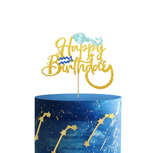 Wassermann Happy Birthday Cake Topper Wassermann Cake Topper Gold Glitzer Wassermann Saison Cake Topper für 12 Sternzeichen Motto Party Horoskop Geburtstag Dekoration von MINIYEYE
