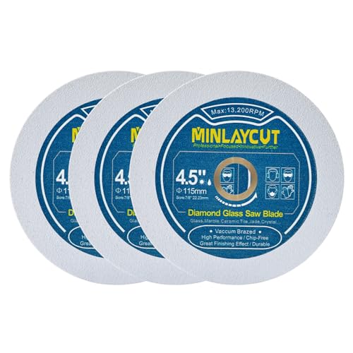 Diamant-Glasschneidescheibe - 3 Stück 4,5 Zoll/115mm Sägeblätter zum Schneiden von Glas Jade Kristall Weinflasche für Winkelschleifer Arbor 7/8'' x 5/8'' von MINLAYCUT