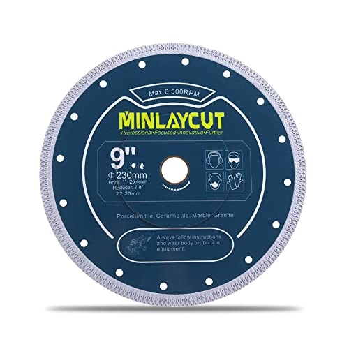 MINLAYCUT Diamant Trennscheibe 230MM Fliesentrennscheibe mit X Turbo Mesh zum Schneiden von Keramikfliesen Porzellan Marmor Granit MINLAYCUT Diamant Trennscheibe 230MM Fliesentrennscheibe mit X Turbo Mesh zum Schneiden von Keramikfliesen Porzellan Marmor Granit von MINLAYCUT