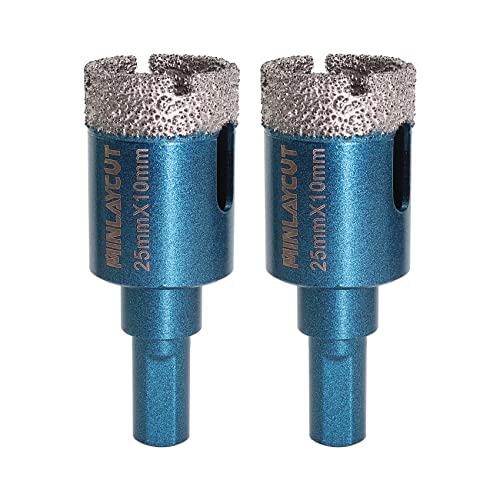 MINLAYCUT Diamant Fliesenbohrer 25mm Diamant-Bohrkrone Lochsäge 2 Stücke Sechskant-Schaft für Porzellan Fliese Granit Marmor Trockenbohren von MINLAYCUT