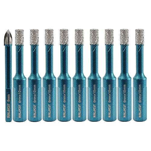 MINLAYCUT Diamant Fliesenbohrer 6MM - 10 Stück Vakuumgelötete Diamant Lochsäge mit Dreikantschaft für Porzellanfliesen Keramik Granit Marmor MINLAYCUT Diamant Fliesenbohrer 6MM - 10 Stück Vakuumgelötete Diamant Lochsäge mit Dreikantschaft für Porzellanfliesen Keramik Granit Marmor von MINLAYCUT
