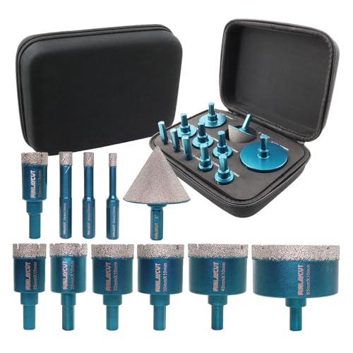 MINLAYCUT Diamant Fliesenbohrer Set 6/8/10/20/25/28/32/35/45/65mm 11 Stücke Diamant Lochsäge mit 50mm Fingerfräser ein Adapter für Porzellan Fliese Granit Marmor Trockenbohren MINLAYCUT Diamant Fliesenbohrer Set 6/8/10/20/25/28/32/35/45/65mm 11 Stücke Diamant Lochsäge mit 50mm Fingerfräser ein Adapter für Porzellan Fliese Granit Marmor Trockenbohren von MINLAYCUT