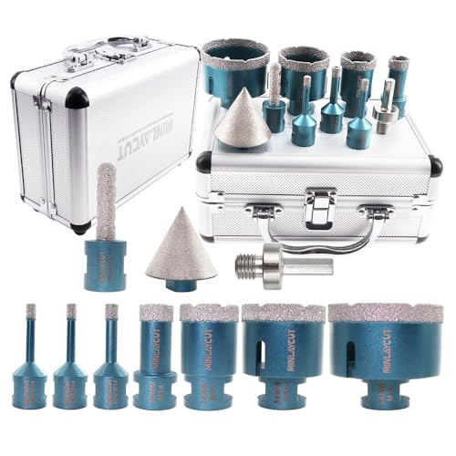 MINLAYCUT Diamantbohrer Fliesenbohrer Set 6/6/8/20/35/50/68mm 10 Stücke Diamant-Bohrkrone Lochsäge mit 10mm and 50mm Fingerfräser ein Adapter für Porzellan Fliese Granit Marmor Trockenbohren MINLAYCUT Diamantbohrer Fliesenbohrer Set 6/6/8/20/35/50/68mm 10 Stücke Diamant-Bohrkrone Lochsäge mit 10mm and 50mm Fingerfräser ein Adapter für Porzellan Fliese Granit Marmor Trockenbohren von MINLAYCUT