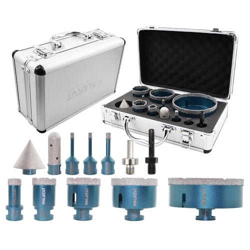 MINLAYCUT Fliesensäge Set Diamantbohrer Set - 12 Stück 6/6/8/20/35/50/68/110mm+50mm Fasenbohrer+20mm Fräser SDS und HEX Adapter für Porzellan Keramik Granit Marmor MINLAYCUT Fliesensäge Set Diamantbohrer Set - 12 Stück 6/6/8/20/35/50/68/110mm+50mm Fasenbohrer+20mm Fräser SDS und HEX Adapter für Porzellan Keramik Granit Marmor von MINLAYCUT