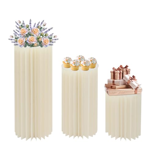 MINRS 3 Stücken Hochzeit Karton Blumensäule Vasen Faltbarer Tafelaufsatz aus Karton, Säulen-Display mit PVC-Platten, Faltbarer Blumenständer Dekosäule für Hochzeit, Party, Garten MINRS 3 Stücken Hochzeit Karton Blumensäule Vasen Faltbarer Tafelaufsatz aus Karton, Säulen-Display mit PVC-Platten, Faltbarer Blumenständer Dekosäule für Hochzeit, Party, Garten von MINRS