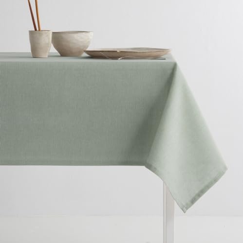 MINT DECO Tischdecke mit Fleckenabweisend, einfarbig, Baumwolle, Loire, 140 x 240 cm, Salvia von MINT DECO