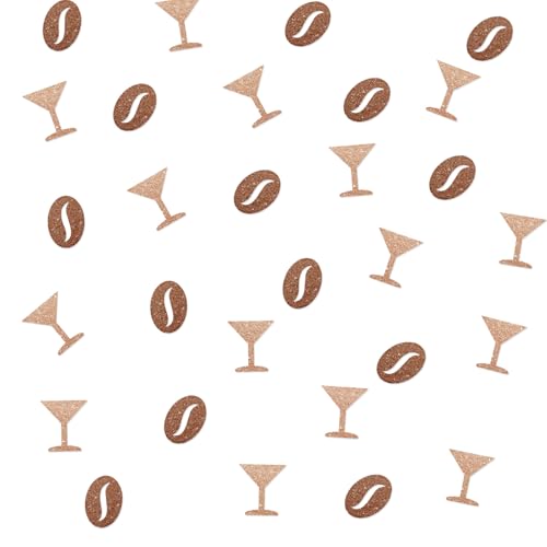 120 Martini und Kaffeebohnen Konfetti Braun Glitzer Espresso Martini Konfetti für Geburtstagsfeier Martini Ausschnitt für Cocktail Nacht Party Tischdekoration von MINUET MINUTE