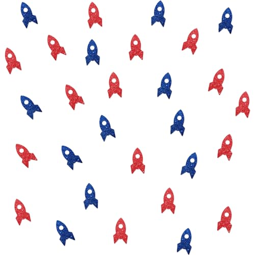 120 Raketenschiff Konfetti Blau Glitzer Weltraum Papier Konfetti für Geburtstagsfeier Rakete Ausschnitt für Babyparty/Weltraum Mottoparty Tischdekoration von MINUET MINUTE