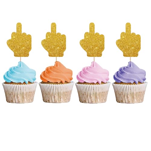 24 Stück Mittelfinger Cupcake Topper, Scheidung Party Kuchen Dekorationen, Lustige Dessert Dessert Picks, Frauen Geburtstag Party Dekoration – Gold Glitter 24 Stück Mittelfinger Cupcake Topper, Scheidung Party Kuchen Dekorationen, Lustige Dessert Dessert Picks, Frauen Geburtstag Party Dekoration – Gold Glitter von MINUET MINUTE