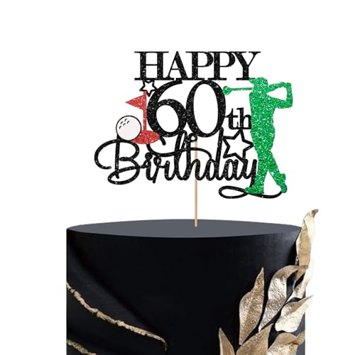 Golf Happy 60th Birthday Cake Topper, Sport Theme 60th Birthday Cake Decor for Men, Golf Enthusiast 60th Party Decoration, Men's 60th Birthday Party Supplies - Black Glitter Golf Happy 60th Birthday Cake Topper, Sport Theme 60th Birthday Cake Decor for Men, Golf Enthusiast 60th Party Decoration, Men's 60th Birthday Party Supplies - Black Glitter von MINUET MINUTE
