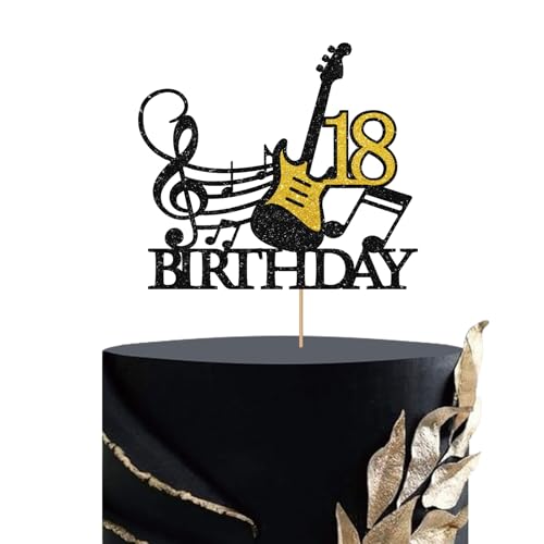 Guitar Happy 18th Birthday Cake Topper, Rock Theme 18th Birthday Cake Decor for Teenager, Guitar Enthusiast 18th Birthday Party Decoration, Music Theme Party Supplies - Black Glitter Guitar Happy 18th Birthday Cake Topper, Rock Theme 18th Birthday Cake Decor for Teenager, Guitar Enthusiast 18th Birthday Party Decoration, Music Theme Party Supplies - Black Glitter von MINUET MINUTE